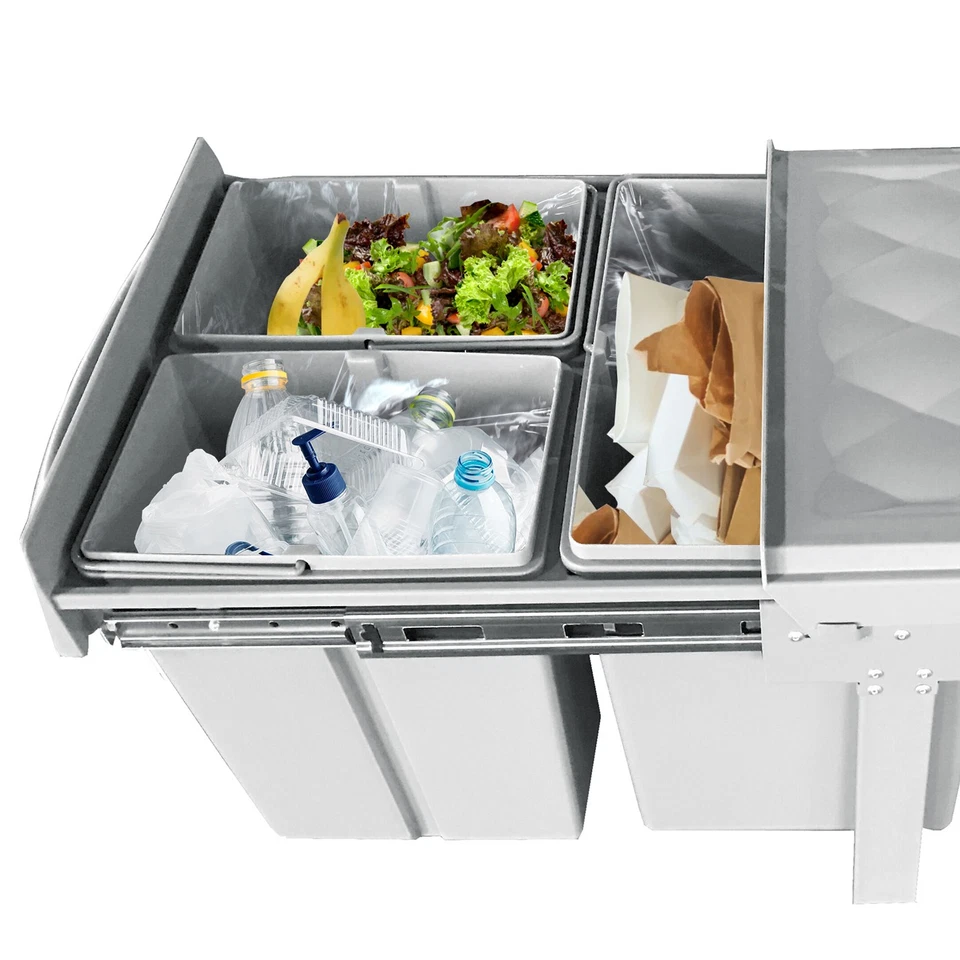 B-Ware SVITA Einbau-Mülleimer Unterschrank Küche Auszug 3 Fächer Mülltrennung - Bild 4 von 4