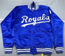 Vintage Kansas City Royals Jacket Mens 34 Blue MLB Baseball Wilson Satin 80s