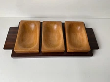 Plateau brutaliste Apéritif  Cocktail  Serviteur  bois  Signé MAX MEDER Paris