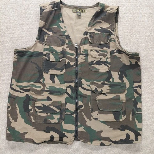 Taxi Utility Camo Game Hunting Zip Up Vest Men LARGE Ammo Flap Pockets - product listing photo