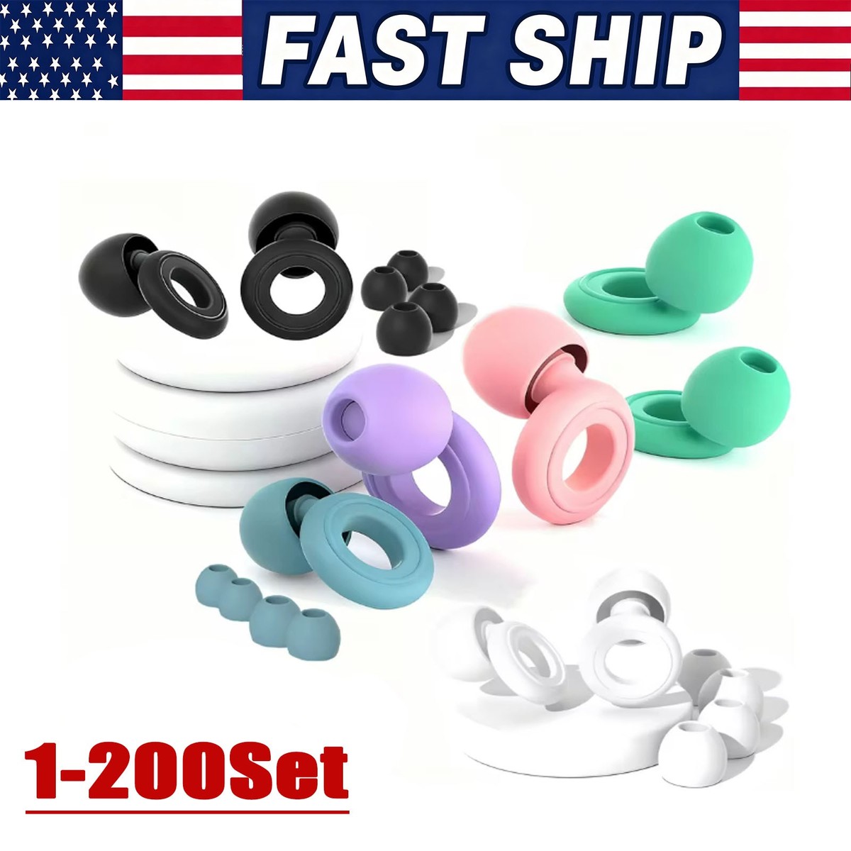 Reusable Silicone Ear Plugs Noise Cancelling Earplugs Protector Study Sleep Swim