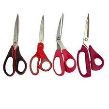 Maped  BAZIC Office Craft Scissors Lot of 4 Soft Grip Shears 8"-9" Red Pink