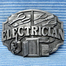 Electrician Belt Buckle Circuits Wiring Motors Vintage 80s Siskiyou .GTA176