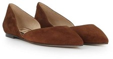 Sam Edelman Rodney Ballet Flat Ballerina Brown Suede Point Toe D'orsay 6.5