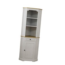 68-Inch Tall Freestanding Corner Cabinet, Space-Saving Antique White Storage