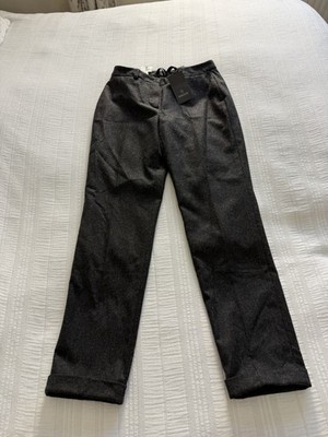 Madeleine neu mit Etikett grau Wollmischung Smart Hose Größe 8 kurz 29L Turn Ups Taschen