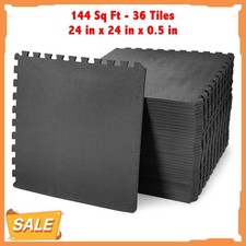 BalanceFrom Fitness 144 Sq Ft Interlocking EVA Foam Exercise Mat Tiles, Black