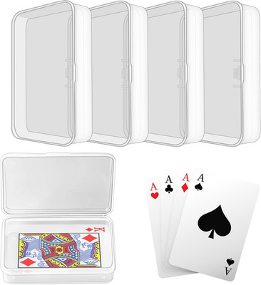 Blank Card Case, 4 Pack Clear Plastic Card Deck Box, Snaps Closed - Storage Box 