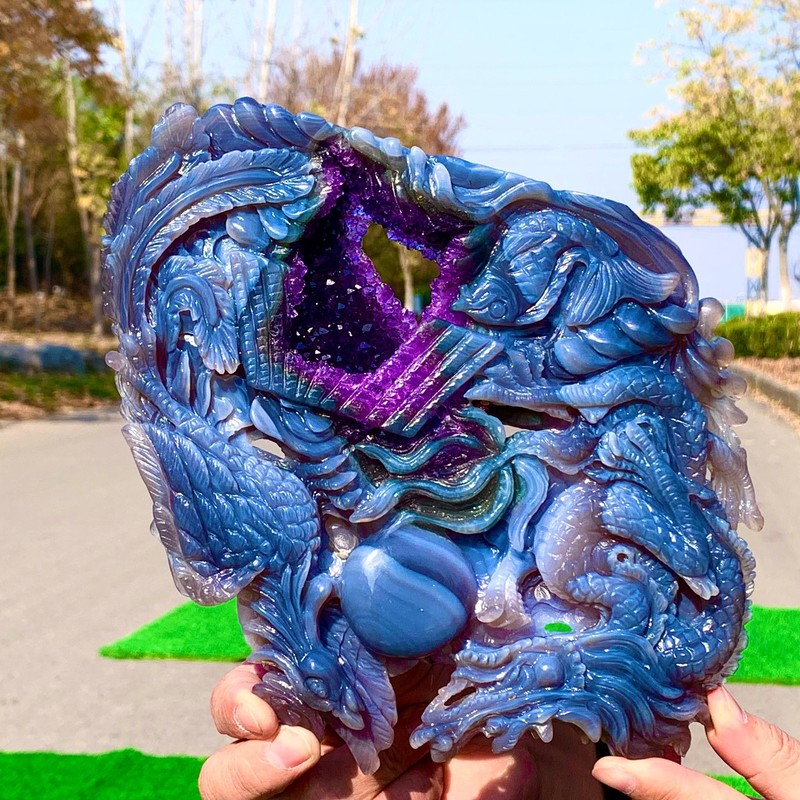 2.62LB Natural Amethyst Dream Amethyst Spirit Carving Dragon