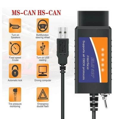 ELM327 V1.5 USB OBD2 Scanner Adapter For Ford Car and Light Truck HS/MS CAN US