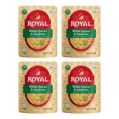 Royal White Queso & Jalapeno Basmati Rice - Ready to Heat Basmati Rice - 4 Pa...