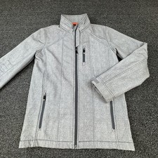 BKE Sport Jacket Youth 14-16 Gray Softshell Fleece Lined Full Zip Zipped Pockets