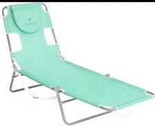 Ostrich Folding Beach Lounge Chair, Reclining Outdoor Chaise Lounger, Teal