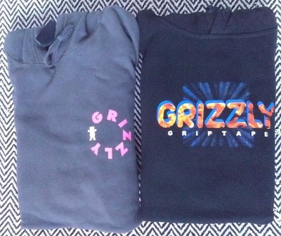 2 vintage Grizzly Griptape XL Pullover Hoodies diamond supply co