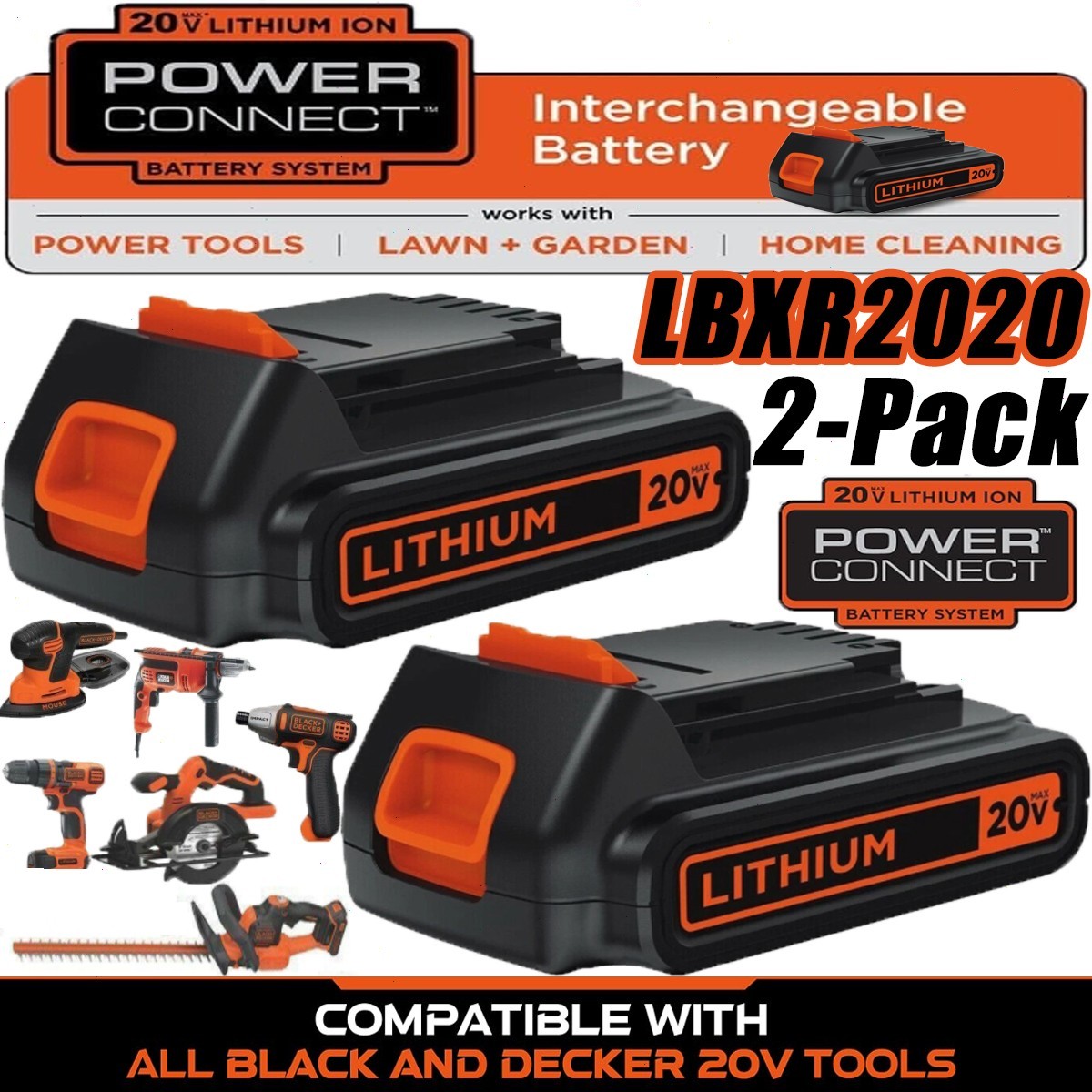 1PACK 2PACK 20V 1.5Ah Lithium Battery for Black & Decker 20V MAX LBXR20 /Charger