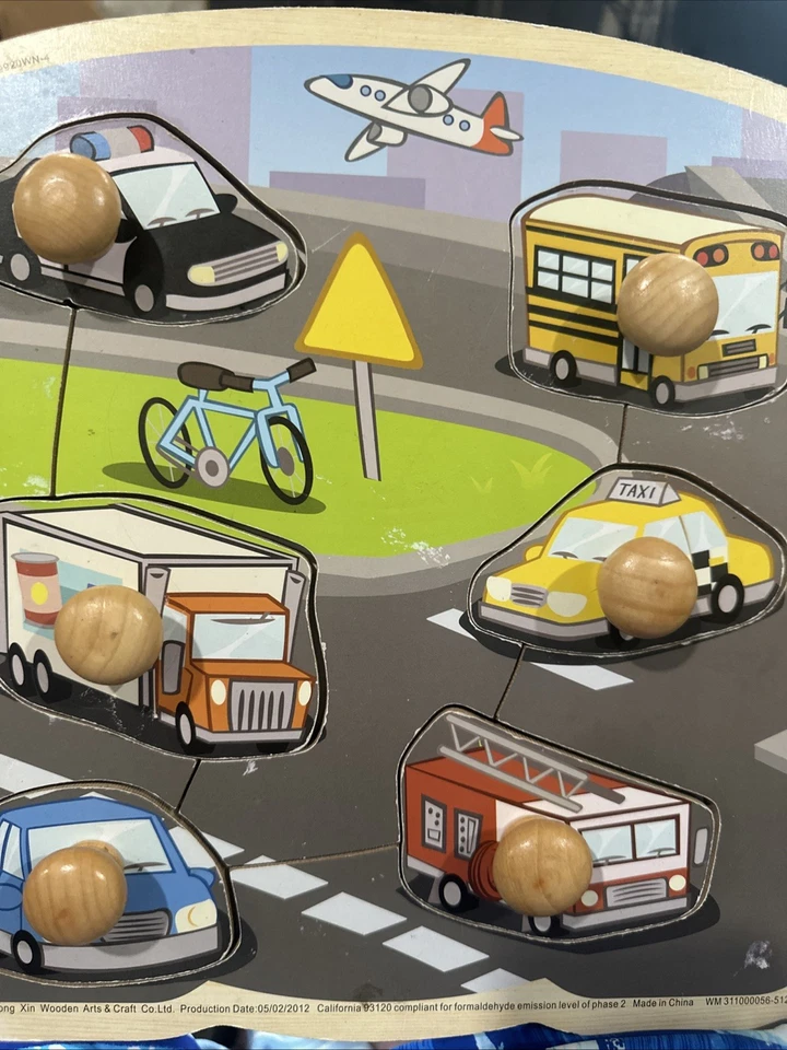 3 Wooden Peg Puzzles for Baby Toddlers Preschool Educational With Stand - Image 3 of 4