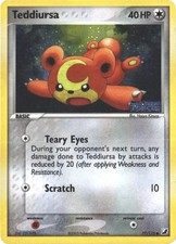 Pokemon Teddiursa Stamped 77/115 Reverse Holofoil HP EX Unseen Forces Common