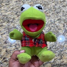 Vintage 1987 Muppet Babies Kermit the Frog Plush 7" Plaid Vest Jim Henson Toy