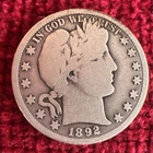 1892-S San Francisco  Silver Barber Half Dollar Key Date