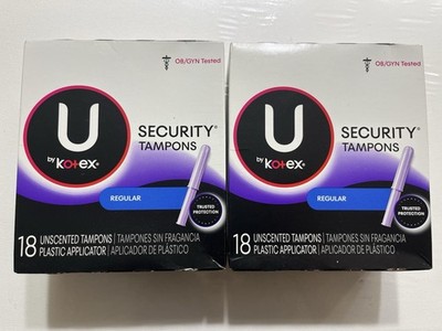 U by Kotex Security Tampons Regular Unscented 2x 18 Count (36 Total) Sealed