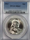 1963  Franklin Half Dollar Silver, PCGS MS65 Brilliant White