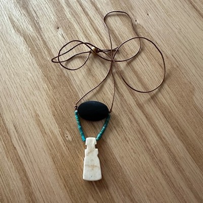 Handmade Boho Artisan Pendant Necklace | Natural Stone | Tribal | Adjustable