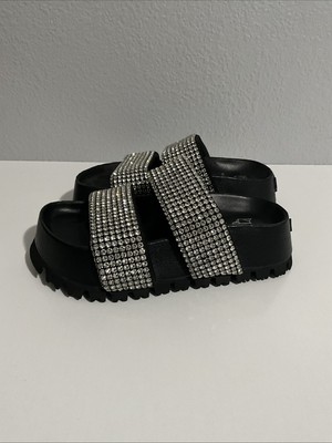 Naked Wolfe Women s Valencia Platform Rhinestone Sandals Black Size 6 US