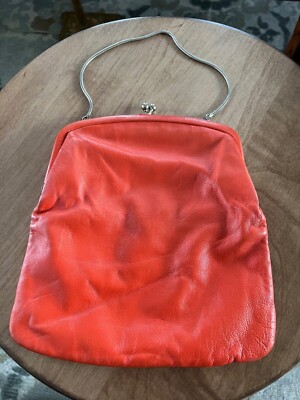 Saks Fifth Avenue Vintage Leather Purse Orange Nice Condition