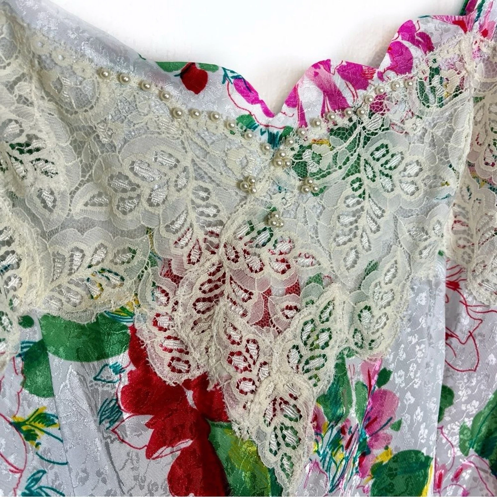 UNDERCOVER Abito da notte vintage Victoria Secret pizzo floreale raso slip chamise taglia grande