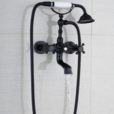 Oil Rubbed Bronze Wall Mount Clawfoot Bathtub Tub Faucet w/Hand Shower Spray