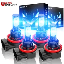 4x H11 H11 Front LED Headlight Bulb Conversion Kit Hi-Low beam 8000K Ice BLUE