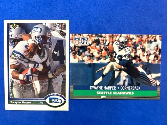 NFL - Dwayne Harper 1991 Upper Deck & 1991 Pro Set Football - Seahawks