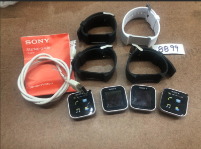 Sony Smart Watches (Lot of 4) 3 Black Bands & 1 White Band 1 Charger