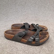 Birkenstock Franca Sandals Women Size 10 US 41 Brown Black Slip On Shoes Leather