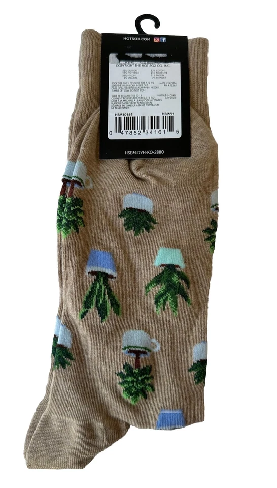 Hot Sox Calcetines Hombre Plantas de Casa/Jardinería Crew 1 Par, Marrón, Para Hombre 10-13 Nuevos con Etiquetas Foto 3 de 4