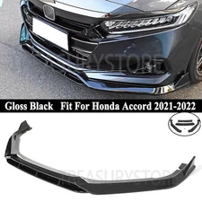 For Honda Accord 2021-2022 V Style Gloss Black Double Deck Front Bumper Lip Kit