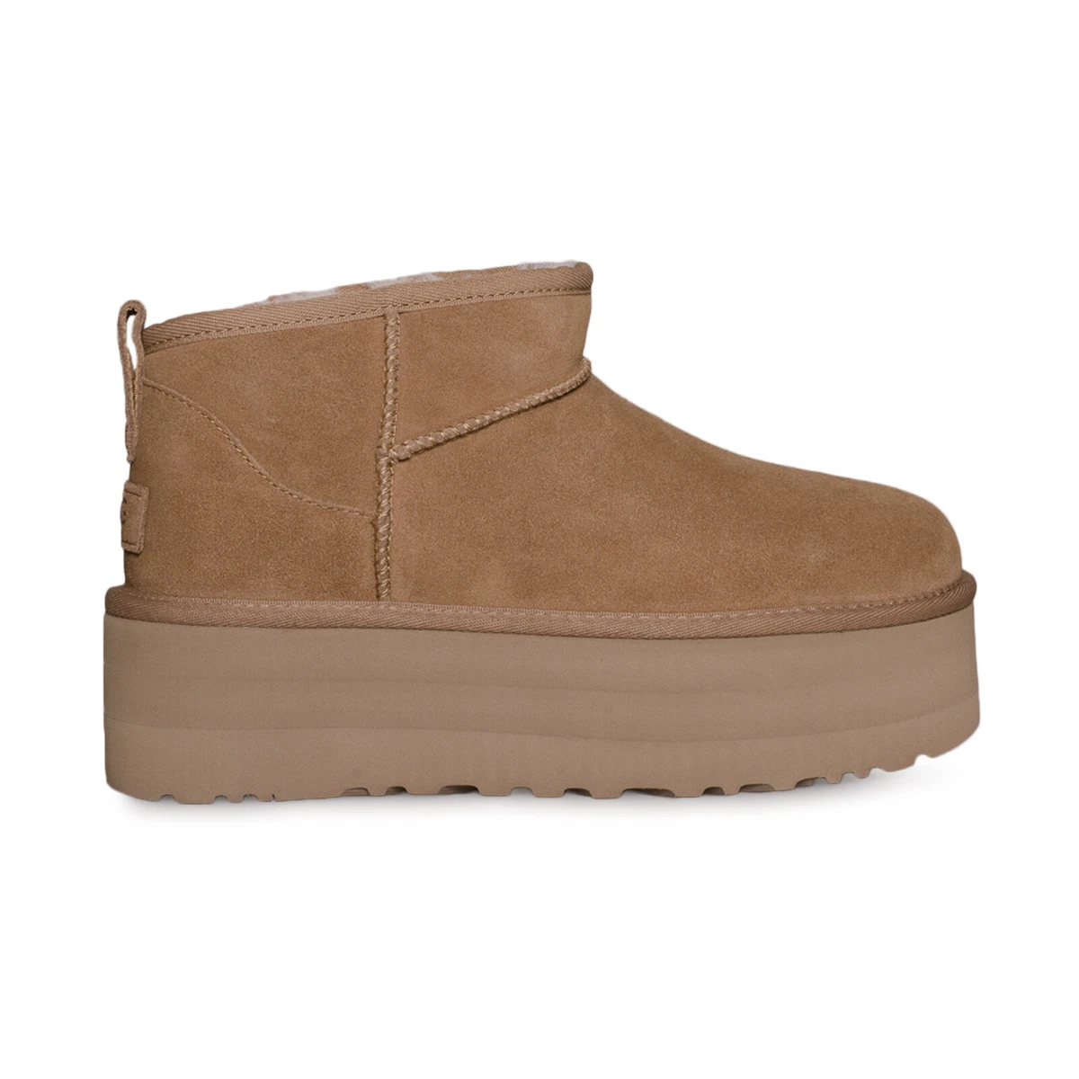 UGG CLASSIC ULTRA MINI PLATFORM CHESTNUT FUR SUEDE WOMEN S BOOTS
