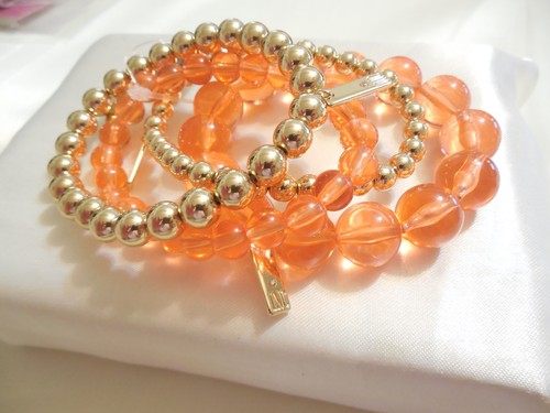 Inc Gold-Tone 7" Coral Beaded Stretch Bracelets L903 $39 - Picture 4 of 4