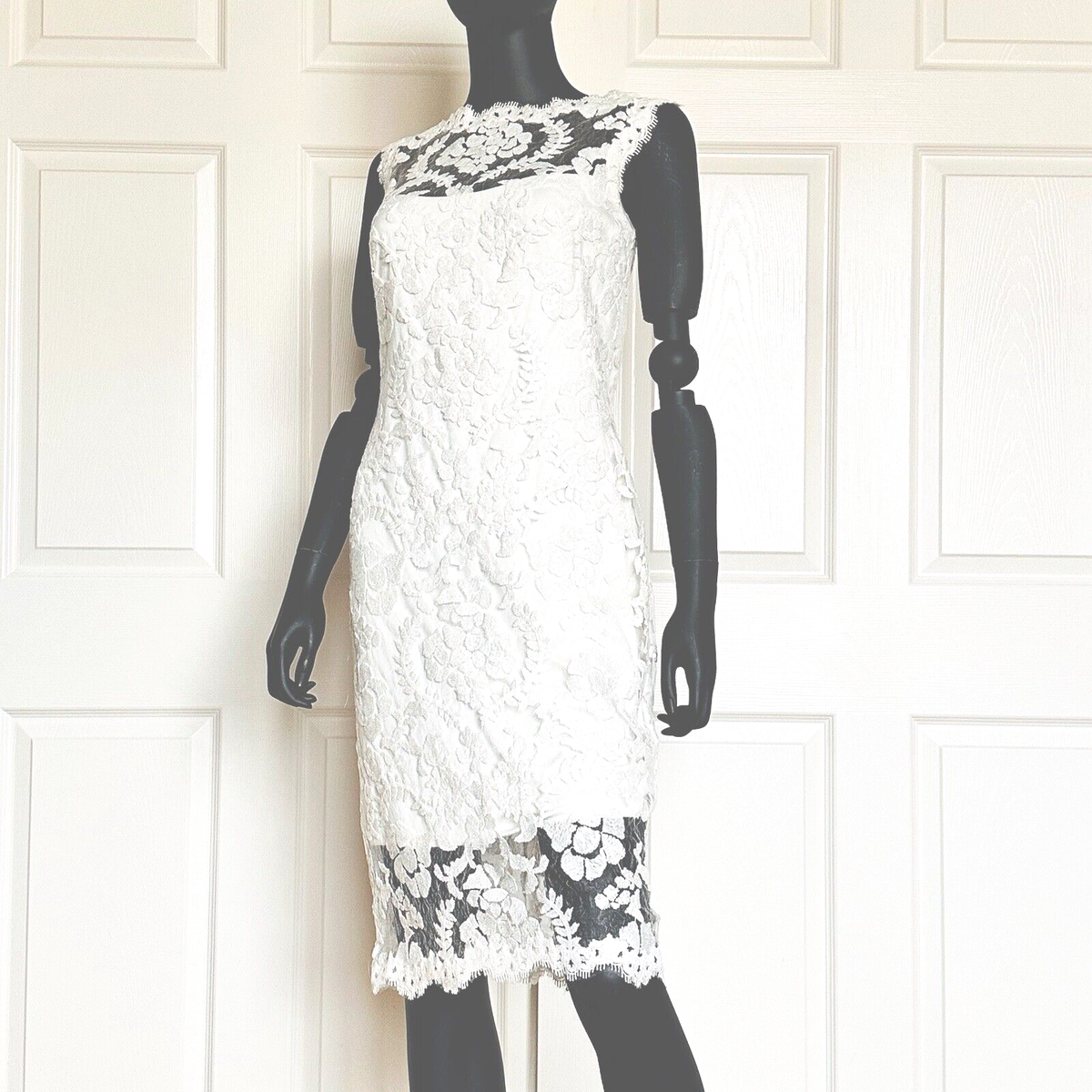 tadashi shoji lace cocktail dress NWT Tadashi Shoji Sequin Lace Cocktail Dress Embroidery Sheath Ivory Size 6