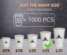 Disposable Brown Paper Cups 12 Oz (1000 Pack)-Coffee Cups, Water Cups