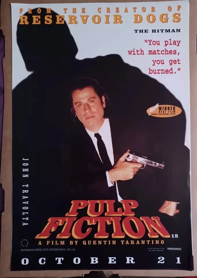 Pulp Fiction Complete Set of 4 Original 1994 UK Miramax Promotional Film Posters - Bild 4 von 4