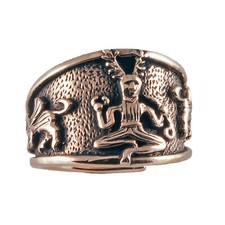 Bronze Kelten Ring  Cernunnos Kessel von Gundestrup Gr. klein 52 -60 verstellbar