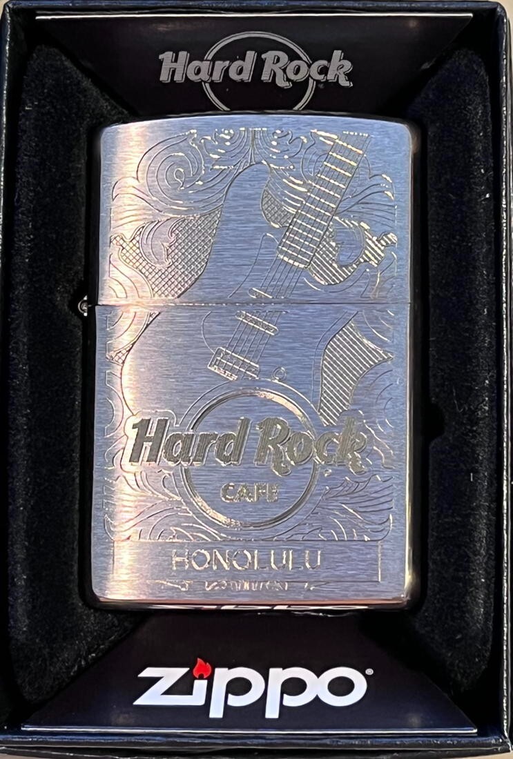 Hard Rock Cafe HONOLULU 2021 Gold Etched Guitar ZIPPO