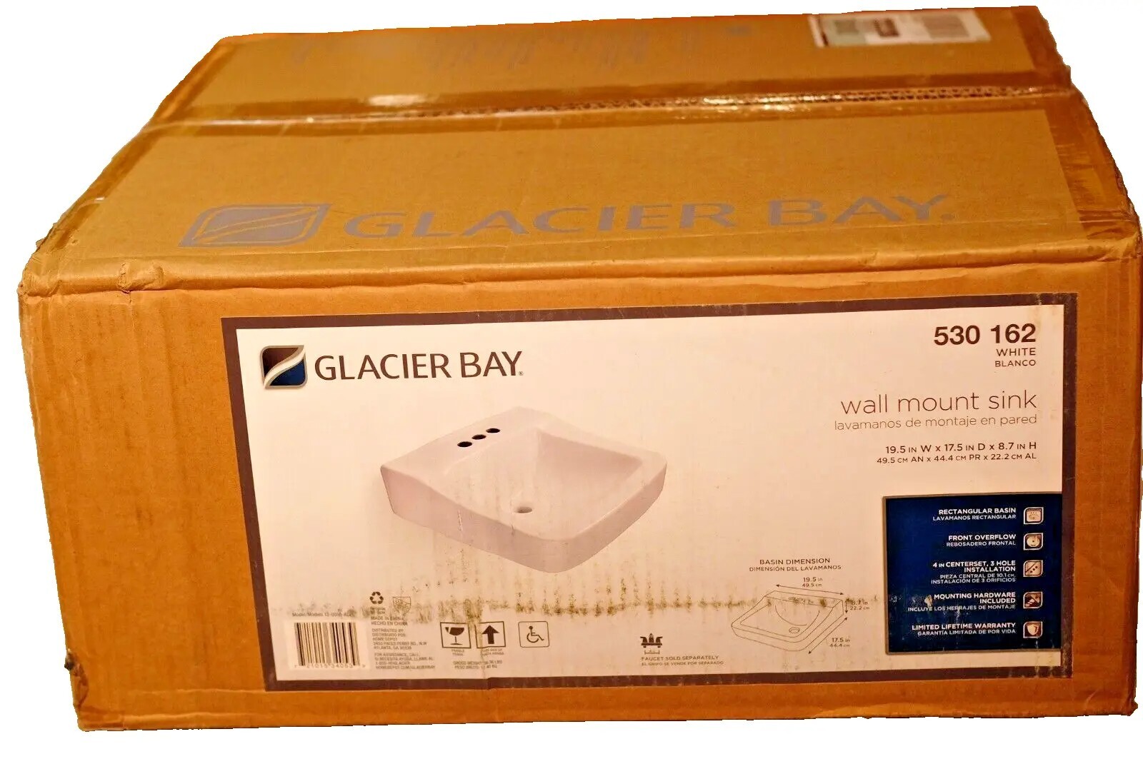 Glacier Bay Aragon Wall Mount Mounted Bathroom Sink White 530 162 eBay