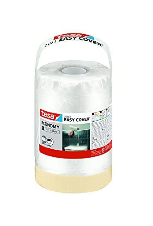 tesa 56576 Easy Cover Film Economy-Telo Copritutto per Pittura 2 in 1 con Biades