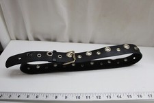 Black 1 Hole Row Silver Grommets Bonded Leather Belt 1 1/2" W 38" L