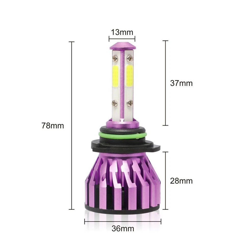 4-Sides 9006 HB4 LED Headlight Bulbs Kit Low Beam Fog Light 6000K White 360000LM - Imagem 2 de 4