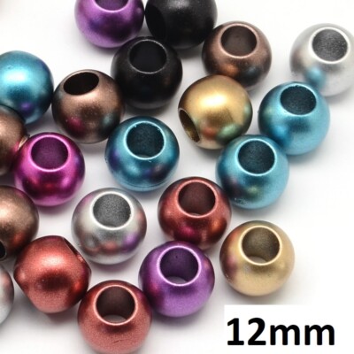 75 Assortment Matte Acrylic Ball Spacer Beads - 12mm - 6mm Hole - Fit Paracord