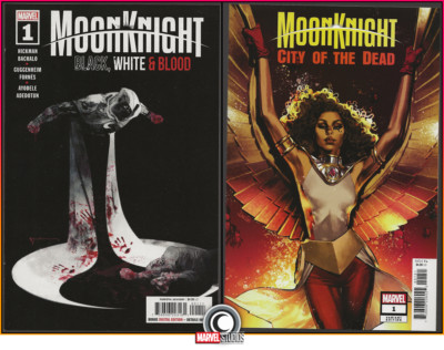 MOON KNIGHT BLACK WHITE BLOOD #1 + CITY OF THE DEAD #1 1ST SCARLET SCARAB SET NM
