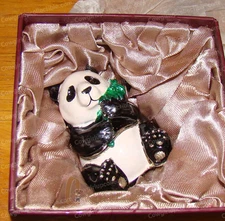 PANDA Trinket Box (4181) Pewter Baked Enamel Finish, Australian Crystals
